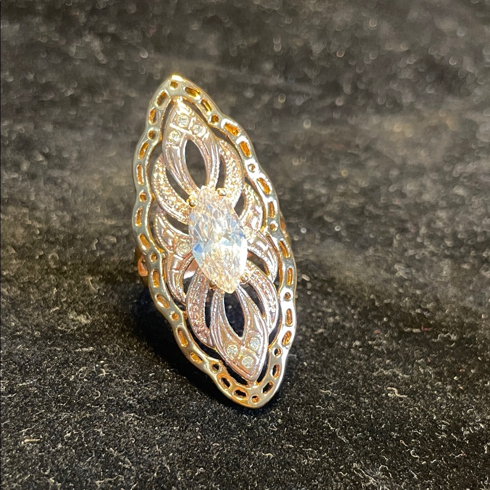 Filigree Ring 3-Carat Moissanite Ring in Yellow & Rose Gold Prong Setting"